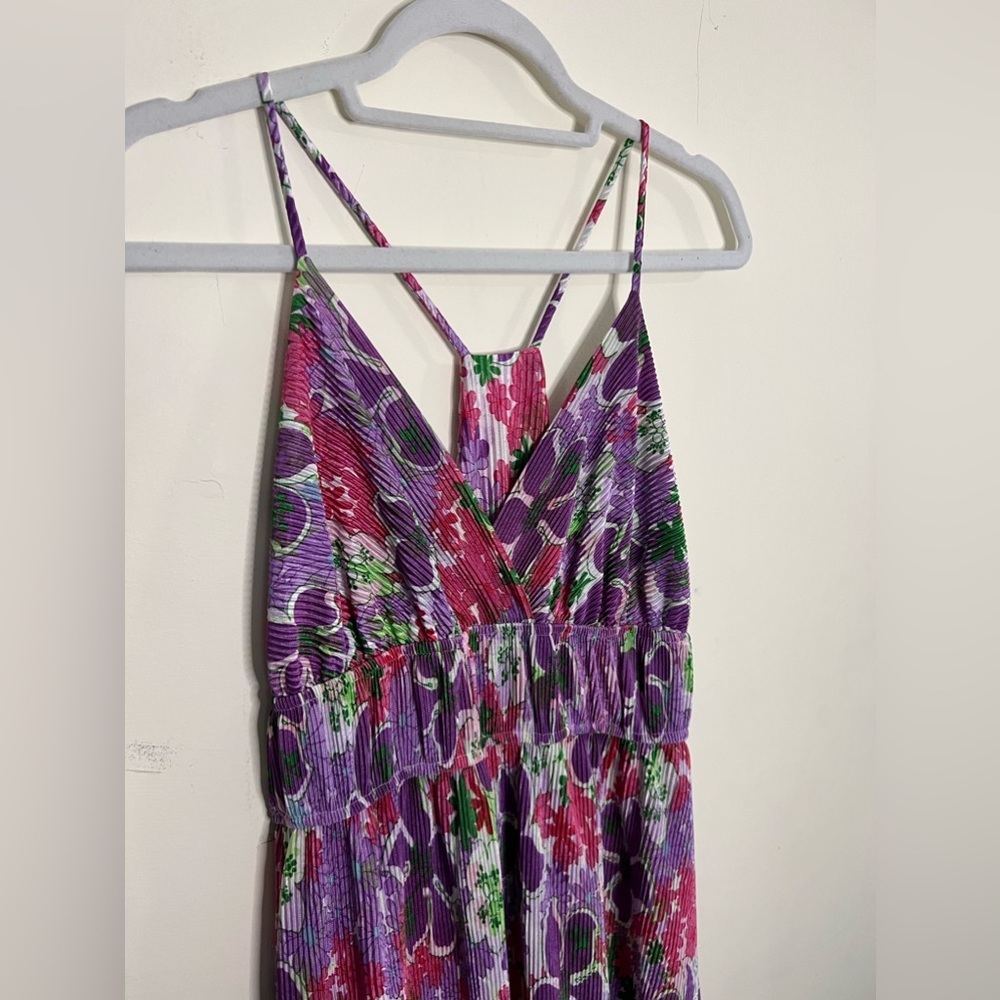Floral Pink Purple Maxi Dress Made in USA